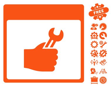 Anahtar hizmet el takvim sayfası vektör simgesini Bonus ile