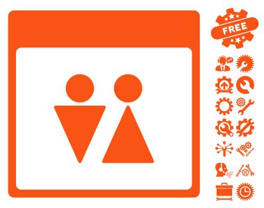 WC kişi ile Bonus sayfa vektör simge takvim