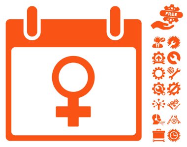 Bonus ile Venüs kadın sembol takvim gün vektör simgesi