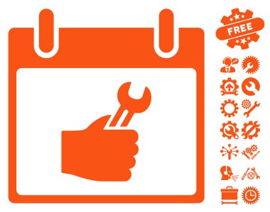 İngiliz anahtarı hizmet el takvim gün vektör simgesi Bonus ile