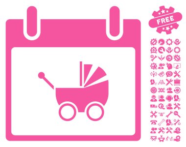 Bebek arabası takvim gün vektör simge Bonus ile