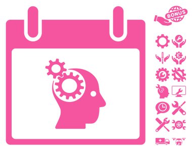 Bonus ile beyin Gears takvim gün vektör simgesi