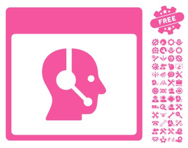 Çağrı Merkezi operatörü takvim sayfası vektör simge Bonus ile