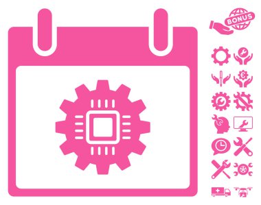 Bonus ile çip dişli takvim gün vektör simgesi