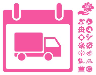 Bonus ile teslim araba takvim gün vektör simgesi