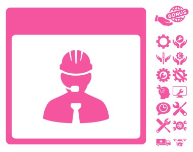 Bonus ile mühendis takvim gün vektör simgesi