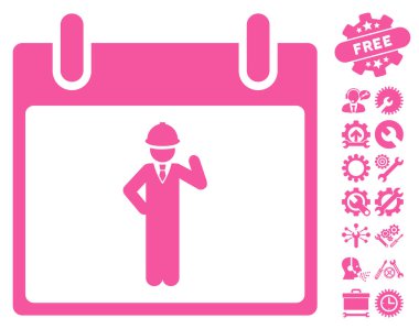 Bonus ile mühendis takvim gün vektör simgesi