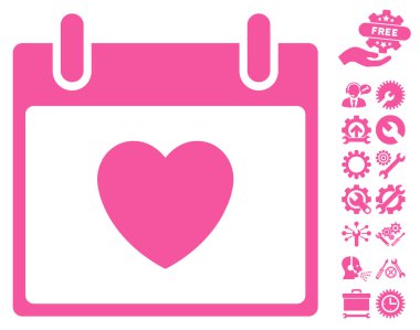Favori kalp takvim gün vektör simgesi Bonus ile