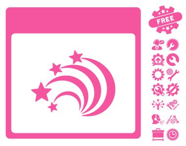 Festival Fireworks ile Bonus sayfa vektör simge takvim