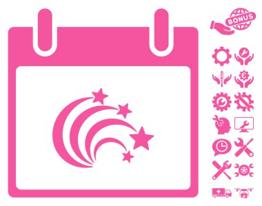 Bonus ile festival Fireworks takvim gün vektör simgesi