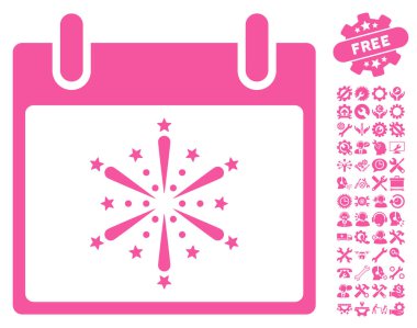 Bonus ile havai fişek patlama takvim gün vektör simgesi