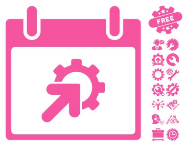 Bonus ile dişli Tümleştirme takvim gün vektör simgesi