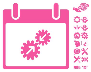 Gears entegrasyonu takvim gün vektör simge Bonus ile