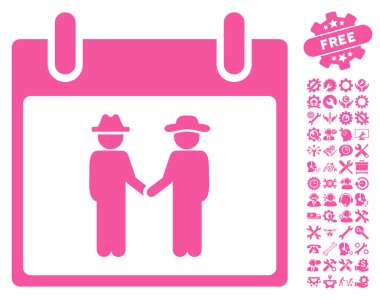 Bonus ile Gemtlemen el sıkışma takvim gün vektör simgesi