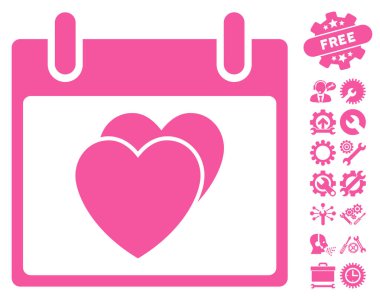 Bonus ile kalpleri takvim gün vektör simgesi
