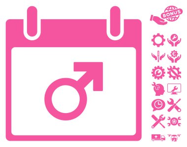 Bonus ile Mars erkek sembol takvim gün vektör simgesi