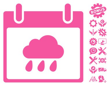Bonus ile yağmur bulutu takvim gün vektör simgesi