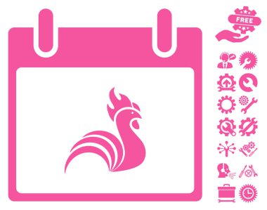 Bonus ile horoz takvim gün vektör simgesi