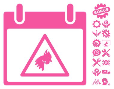 Takvim gün vektör simge Bonus ile uyarı horoz