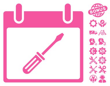 Tornavida takvim gün vektör simge Bonus ile ayarlama