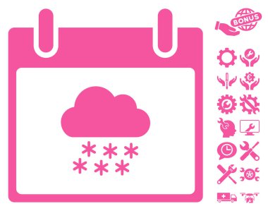 Bonus ile kar bulut takvim gün vektör simgesi