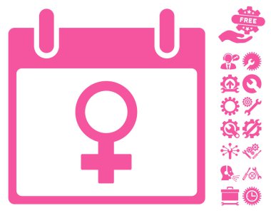 Bonus ile Venüs kadın sembol takvim gün vektör simgesi