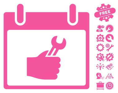 İngiliz anahtarı hizmet el takvim gün vektör simgesi Bonus ile