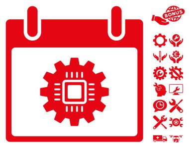 Bonus ile çip dişli takvim gün vektör simgesi