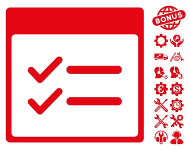 Bonus ile yapılan öğeler takvim sayfa vektör simgesi