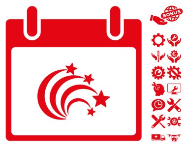 Bonus ile festival Fireworks takvim gün vektör simgesi