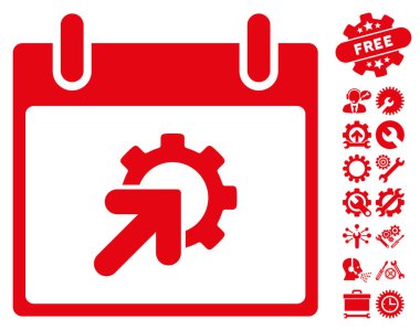 Bonus ile dişli Tümleştirme takvim gün vektör simgesi