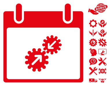 Gears entegrasyonu takvim gün vektör simge Bonus ile