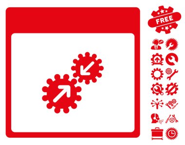 Gears entegrasyonu takvim sayfası vektör simge Bonus ile