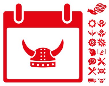 Boynuzlu miğfer takvim gün vektör simge Bonus ile