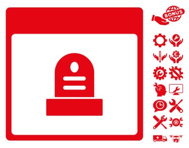 Anıt mezar taşı takvim sayfası vektör simge Bonus ile