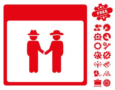 Erkekler el sıkışma takvim sayfası vektör simge Bonus ile