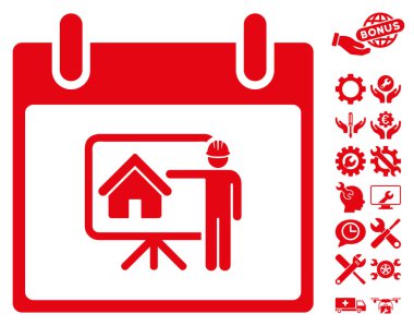 Bonus ile gayrimenkul geliştirici takvim gün vektör simgesi