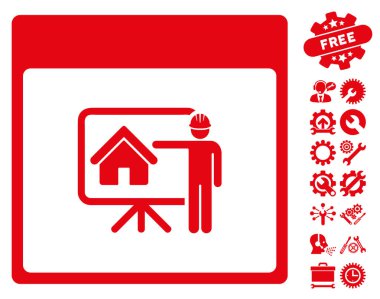 Bonus ile gayrimenkul geliştirici takvim sayfa vektör simgesi