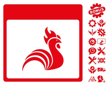 Bonus ile horoz takvim sayfası vektör simgesi