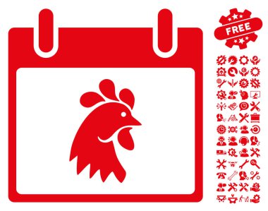 Horoz kafası Bonus ile gün vektör simge takvim