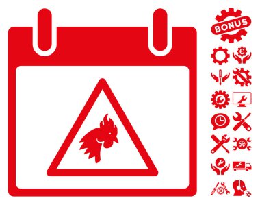 Takvim gün vektör simge Bonus ile uyarı horoz