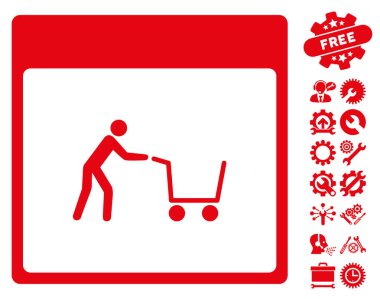 Bonus ile alışveriş sepeti takvim sayfası vektör simgesi