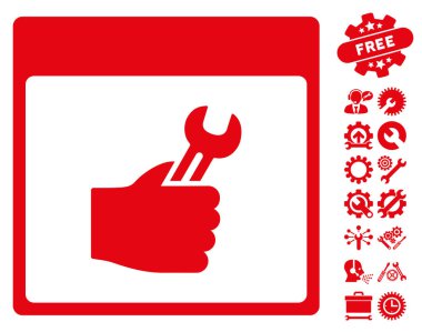 Anahtar hizmet el takvim sayfası vektör simgesini Bonus ile