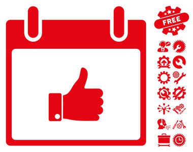 El takvim gün vektör simgesi Bonus ile yukarı başparmak