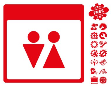 WC kişi ile Bonus sayfa vektör simge takvim