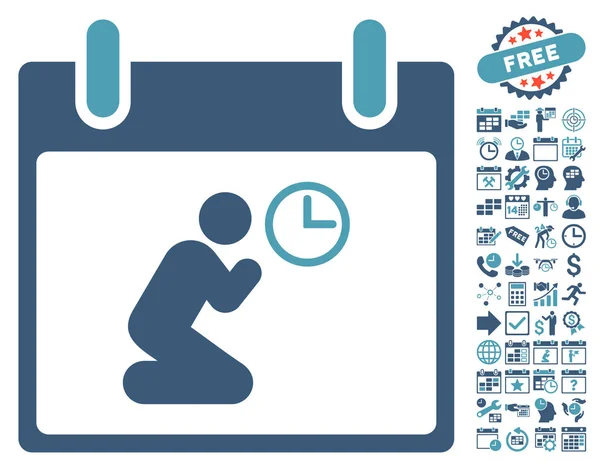Bid Time dag platte Vector kalenderpictogram met Bonus — Stockvector