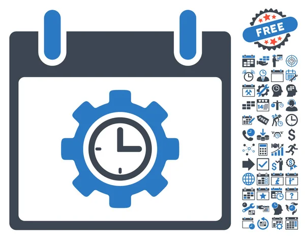 Bonus ile zaman dişli takvim gün düz vektör simgesi