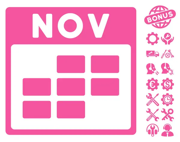 ボーナス 11 月カレンダー グリッド ベクトル アイコン — ストックベクタ