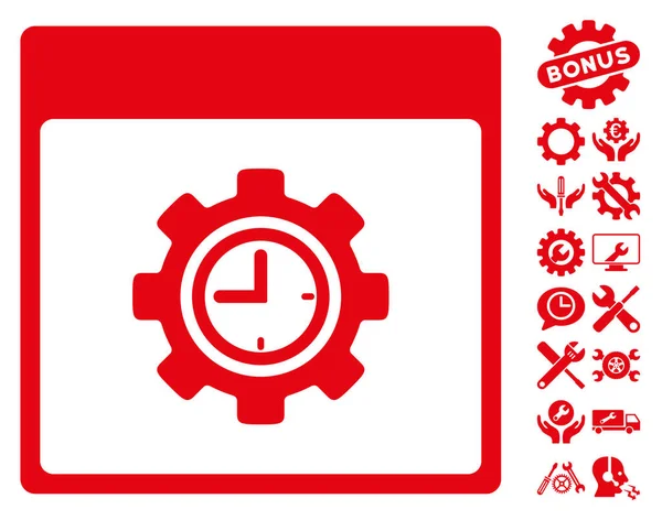 Ícone do vetor da página do calendário da engrenagem da configuração do relógio com bônus — Vetor de Stock