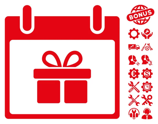Caja de regalo Calendario Día Vector icono con bono — Vector de stock